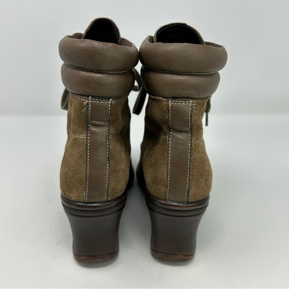 Aerosoles Macaroon Brown Suede Leather Lace Up Wedge Ankle Boots Size 7 - Picture 12 of 14